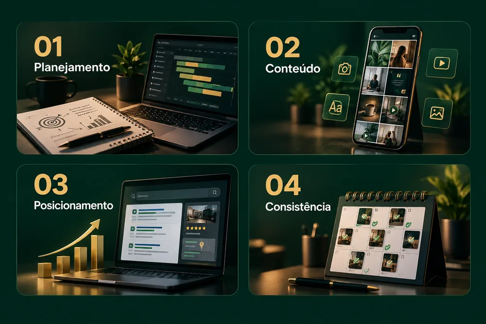 Planejamento, conteúdo, posicionamento e consistência para redes sociais